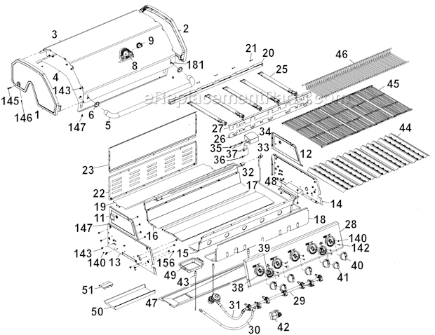 Page A Diagram and Parts List for 6120-64  Huntington Grill