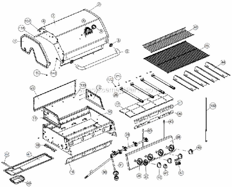 Page A Diagram and Parts List for 6122-54  Huntington Grill