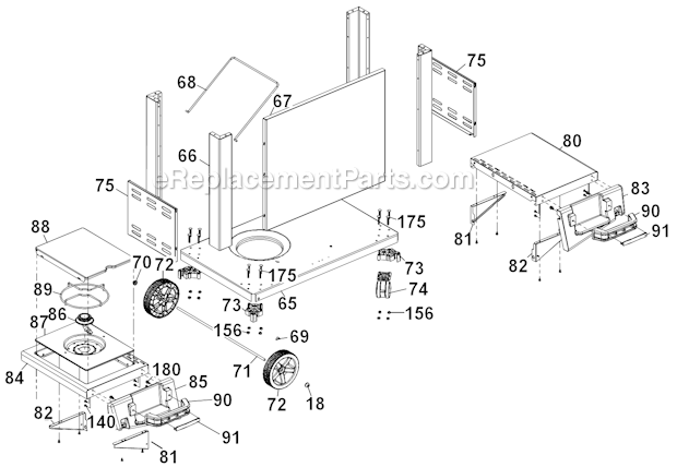 Page B Diagram and Parts List for 6130-54  Huntington Grill