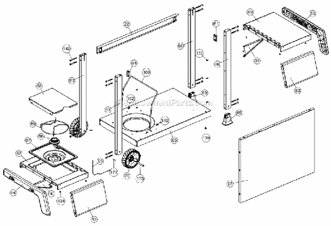 Page B Diagram and Parts List for 6132-64  Huntington Grill