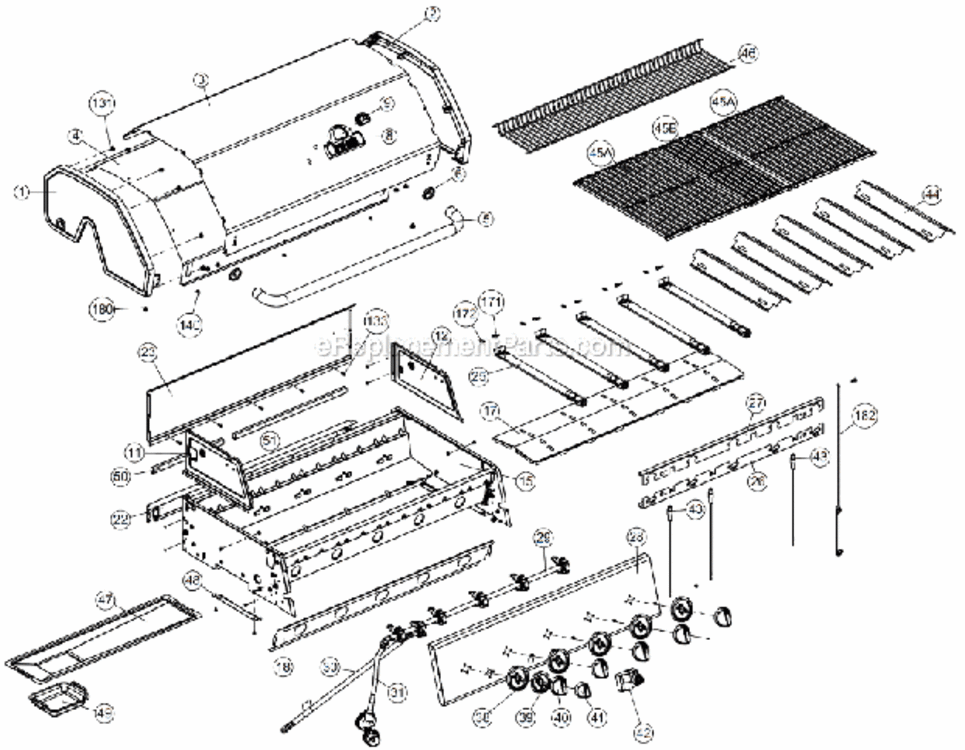 Page A Diagram and Parts List for 6132-67  Huntington Grill