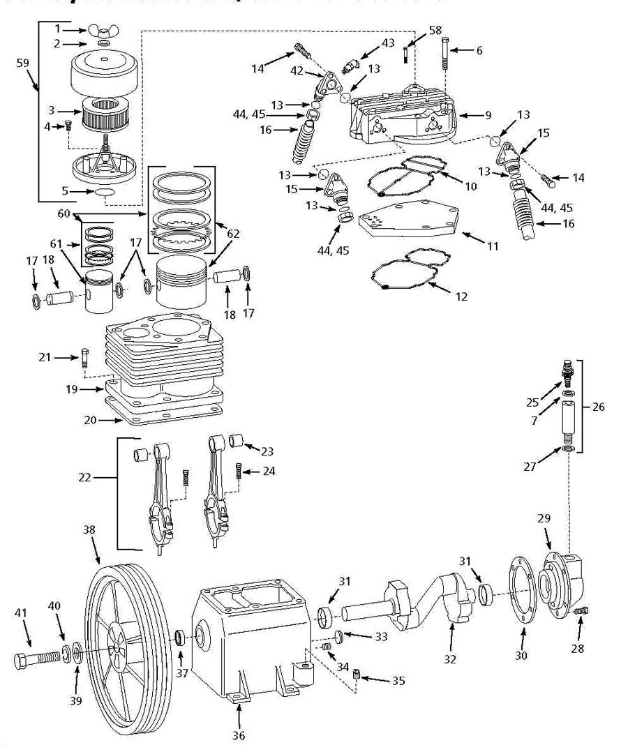 Pump Parts Diagram and Parts List for TF291201AJ  Husky Compressor