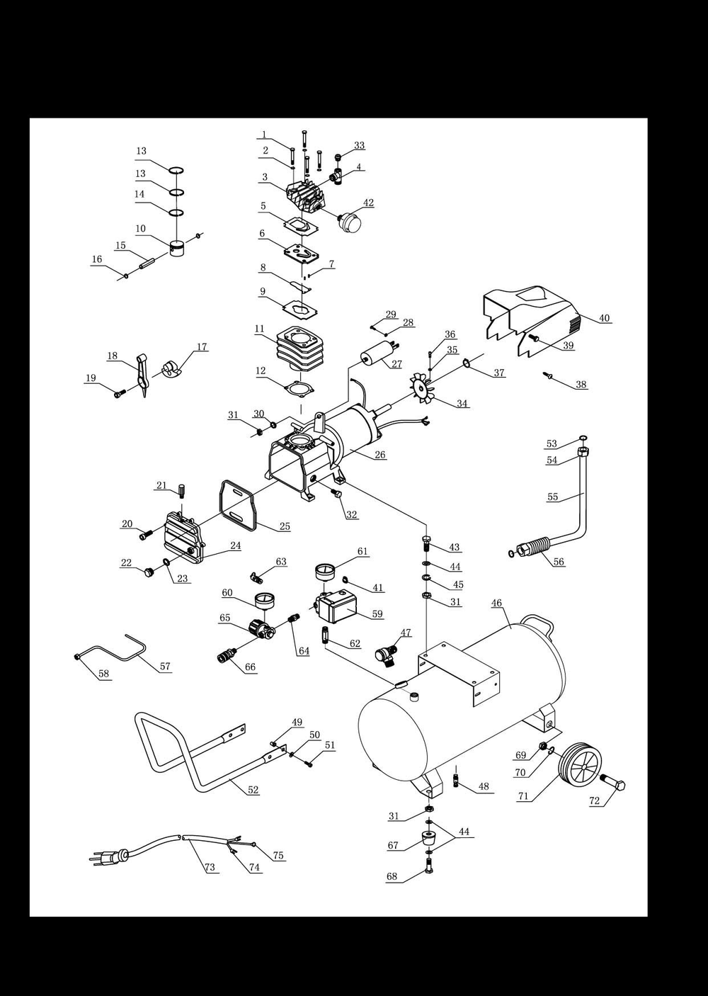 Section 1 Diagram and Parts List for TA2530B  Husky Compressor