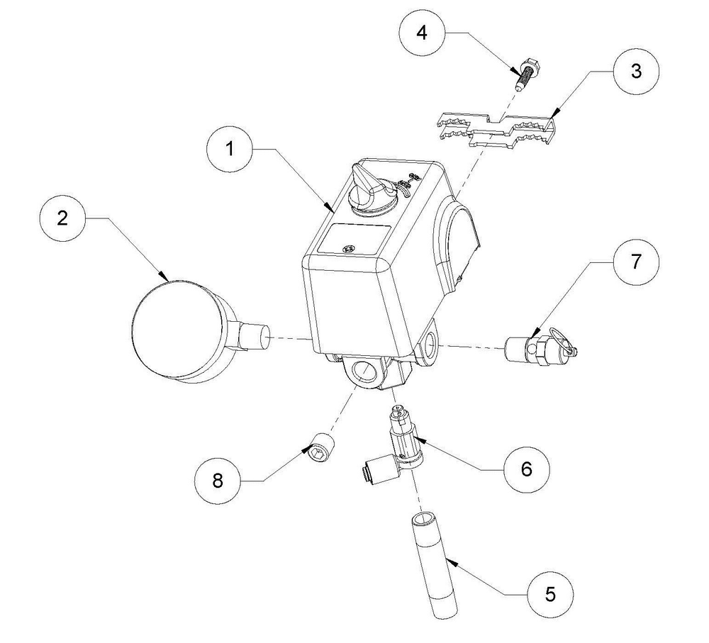 Pressure Switch Assembly Parts Diagram and Parts List for HLA5746080  Husky Compressor