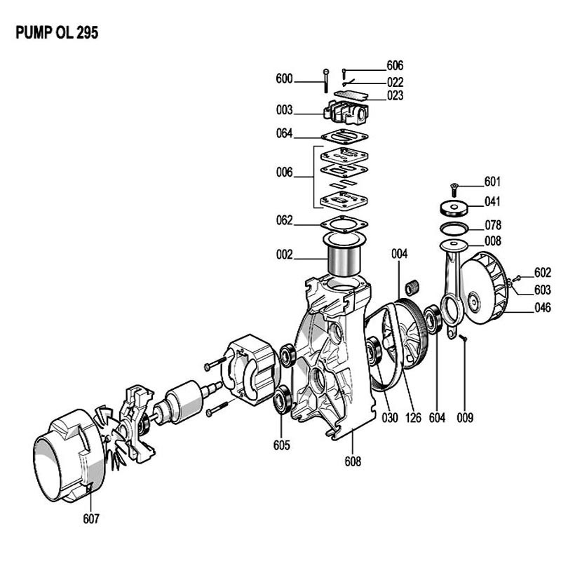 Pump Parts Diagram and Parts List for H1820F  Husky Compressor
