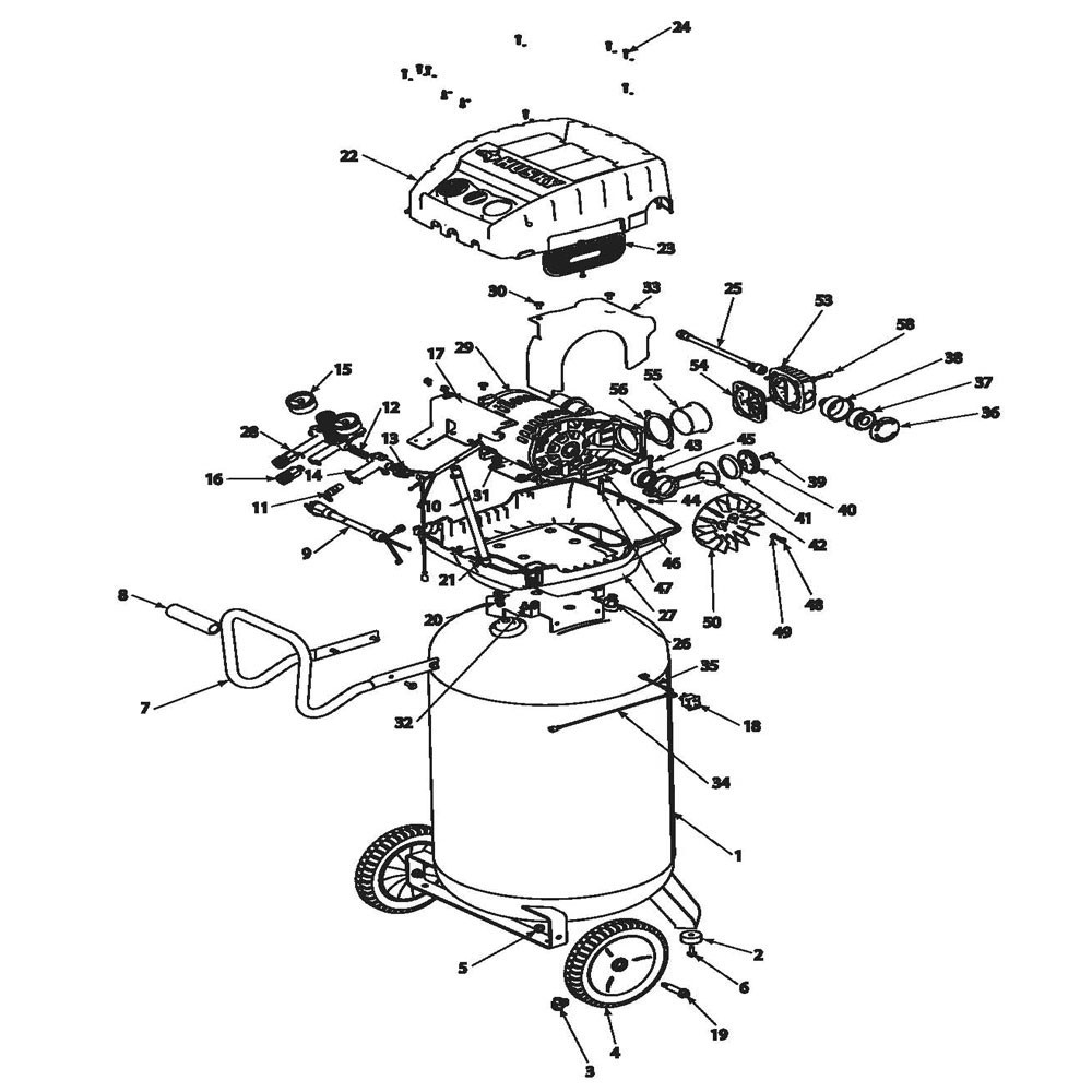 Section 1 Diagram and Parts List for F3S33VWD  Husky Compressor