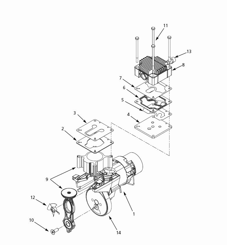 Pump Assembly Parts Diagram and Parts List for WL650702AJ  Husky Compressor