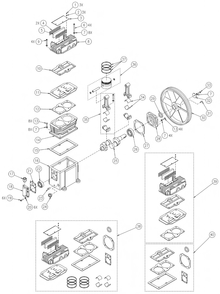 Pump Parts Diagram and Parts List for C602H TYPE 1 Husky Compressor