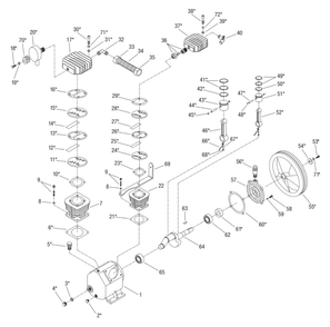 Pump Assembly Parts Diagram and Parts List for HDC302000  Husky Compressor
