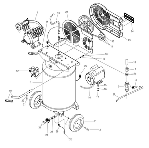 Tank Assembly Parts Diagram and Parts List for HDC302000  Husky Compressor