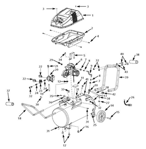 Tank Assembly Parts Diagram and Parts List for WL650702AJ  Husky Compressor