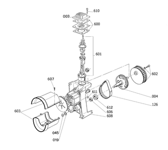Pump Assembly Parts Diagram and Parts List for H1301F  Husky Compressor