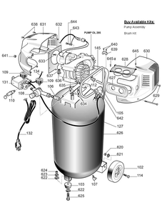 Tank Parts Diagram and Parts List for H1820F  Husky Compressor