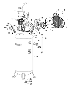 Tank Assembly Parts Diagram and Parts List for C602H Type 3 Husky Compressor
