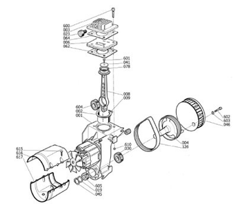 Pump Parts Diagram and Parts List for H15123TK  Husky Compressor