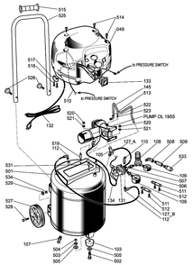 Tank Parts Diagram and Parts List for H1512FWK  Husky Compressor