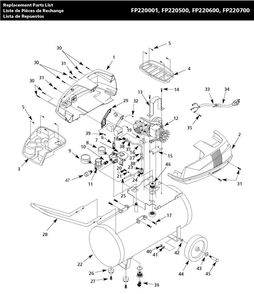 Tank Parts Diagram and Parts List for FP220500  Husky Compressor