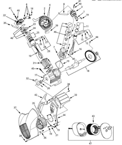 Pump Parts Diagram and Parts List for HS4810  Husky Compressor