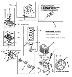 Pump Parts Diagram and Parts List for VT6314HDRB  Husky Compressor