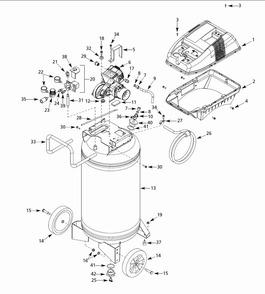 Tank Assembly Parts Diagram and Parts List for WL660999  Husky Compressor
