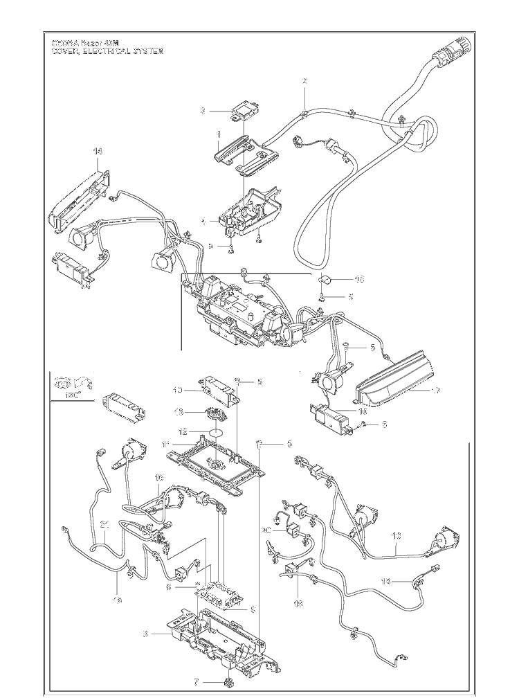 Cover, Electrical System Diagram and Parts List for CEORA  Husqvarna Brush Cutter