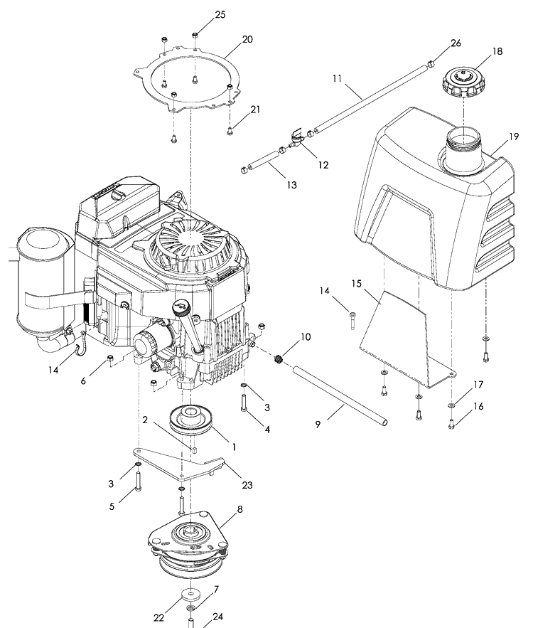 Engine Diagram and Parts List for WH5217 (966947003)(2008-10) Husqvarna Lawn Mower