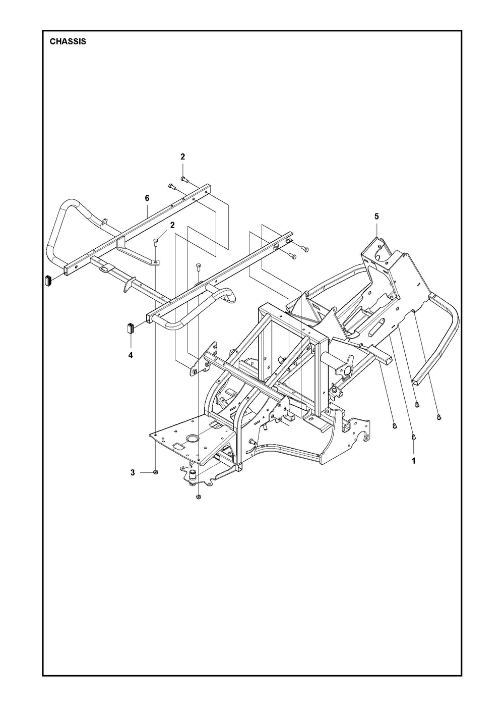 Chassis Diagram and Parts List for RC318T 2023 Husqvarna Lawn Tractor