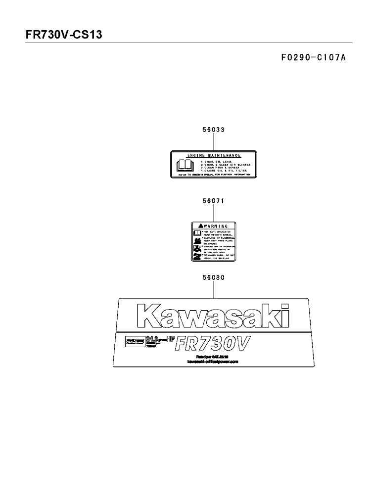 Decals Diagram and Parts List for FR730V-CS13 2018-11 Husqvarna Engine