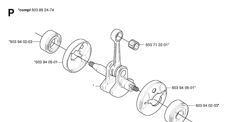 Crankshaft Diagram and Parts List for 326HE3 (X-SERIES)(20054000001-20090900000) Husqvarna Hedge Trimmer