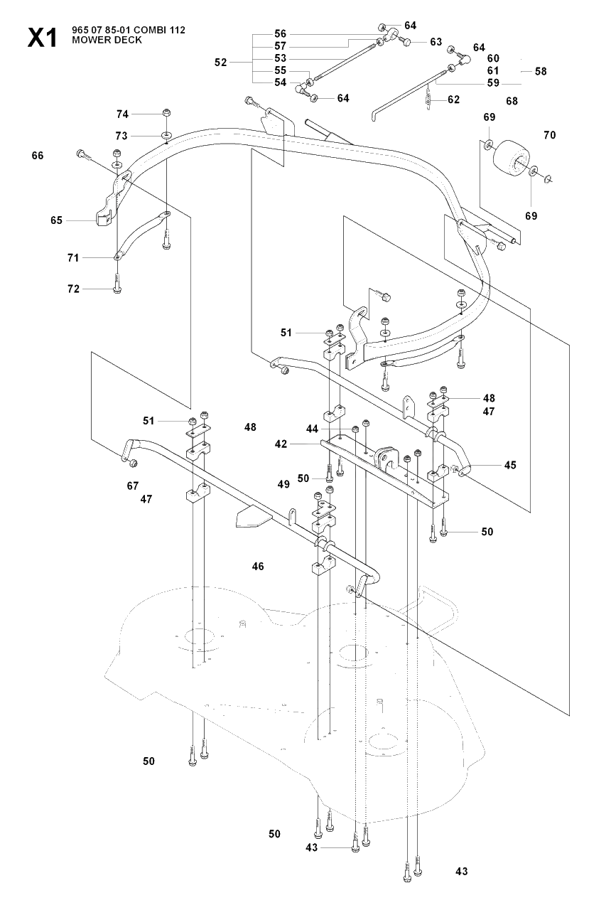 44-Inch/112cm Cutting Deck 3 Diagram and Parts List for R175 (965104901)(2007-01) Husqvarna Lawn Tractor