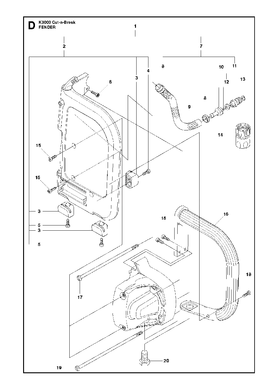 Handle Diagram and Parts List for K3000CUT-N-BREAK 2013-06 Husqvarna Circular Saw