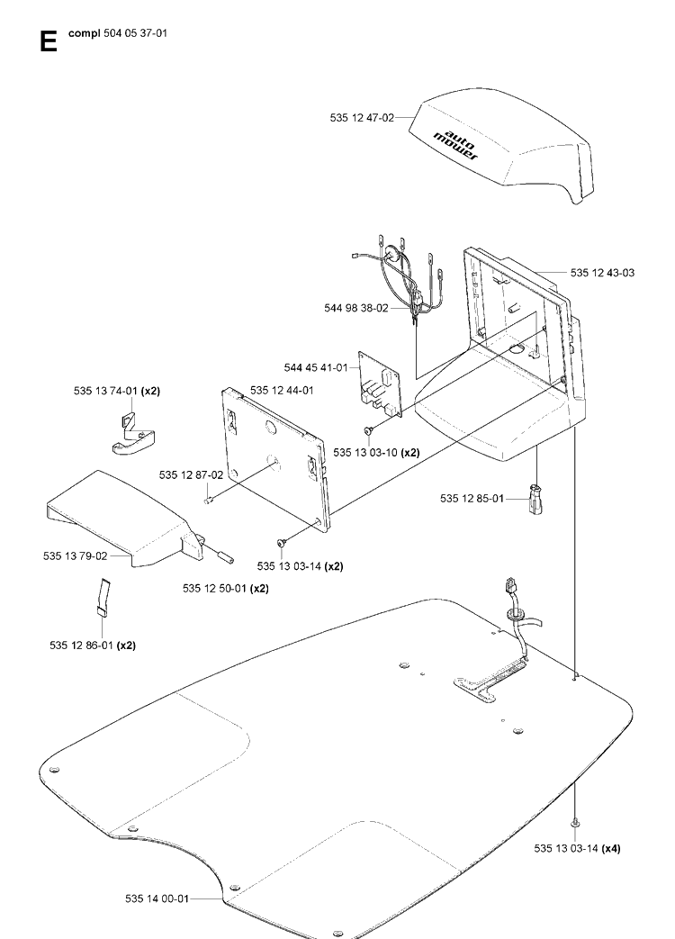 Charging Station Diagram and Parts List for 230ACX 2007-05 Husqvarna Lawn Mower