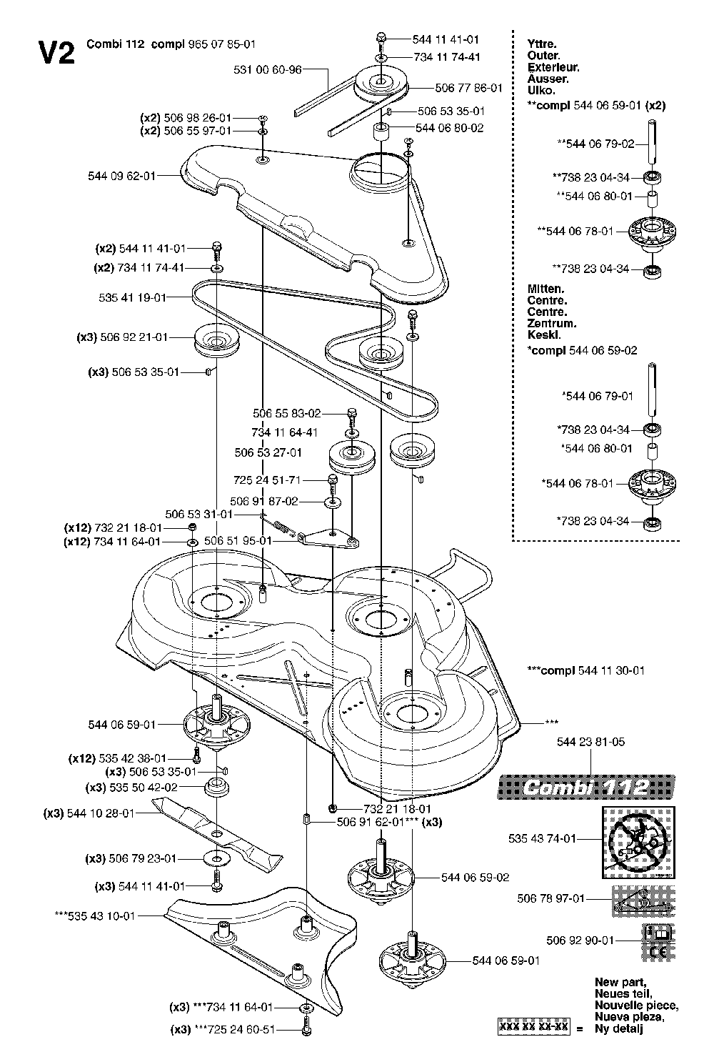 44/112cm Cutting Deck Diagram and Parts List for RIDERPRO18AWD (965095001)(2007-03) Husqvarna Lawn Tractor