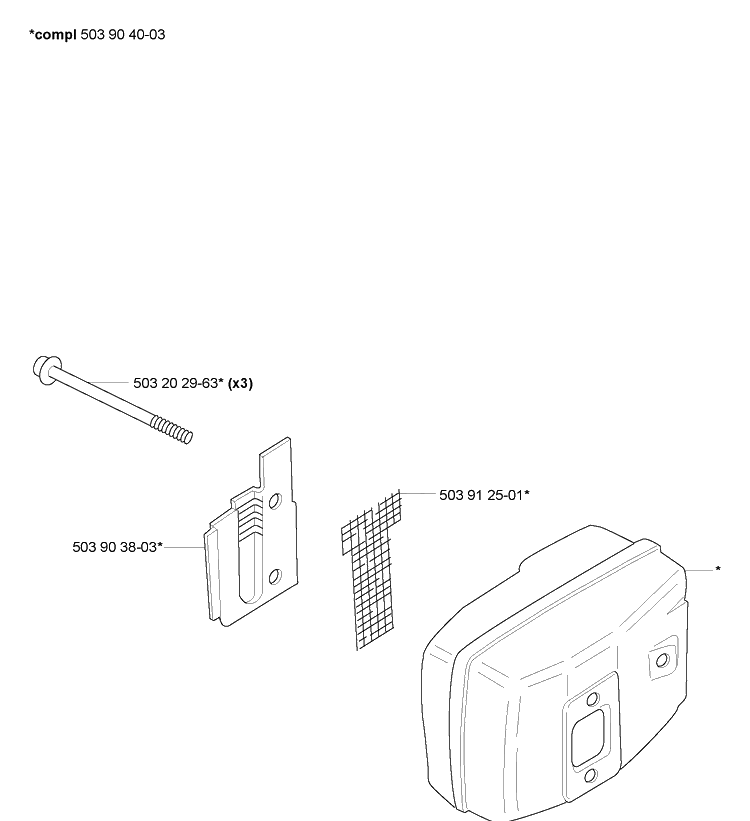Muffler Diagram and Parts List for 225B 2006-09 Husqvarna Leaf Blower / Vacuum