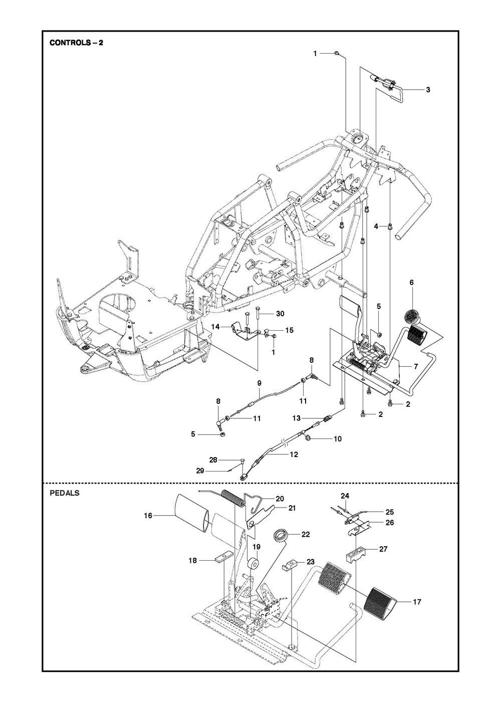 Controls Diagram and Parts List for R112C2014-2020  Husqvarna Lawn Tractor