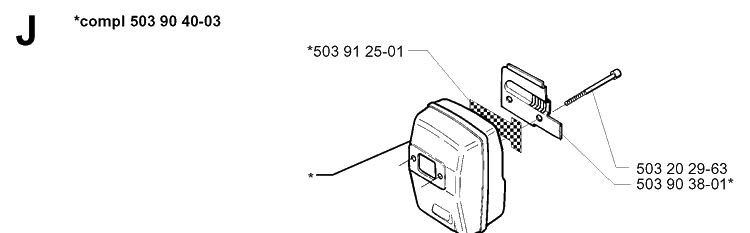 Muffler Diagram and Parts List for 227RD 19993600001-20004000000 Husqvarna Brush Cutter