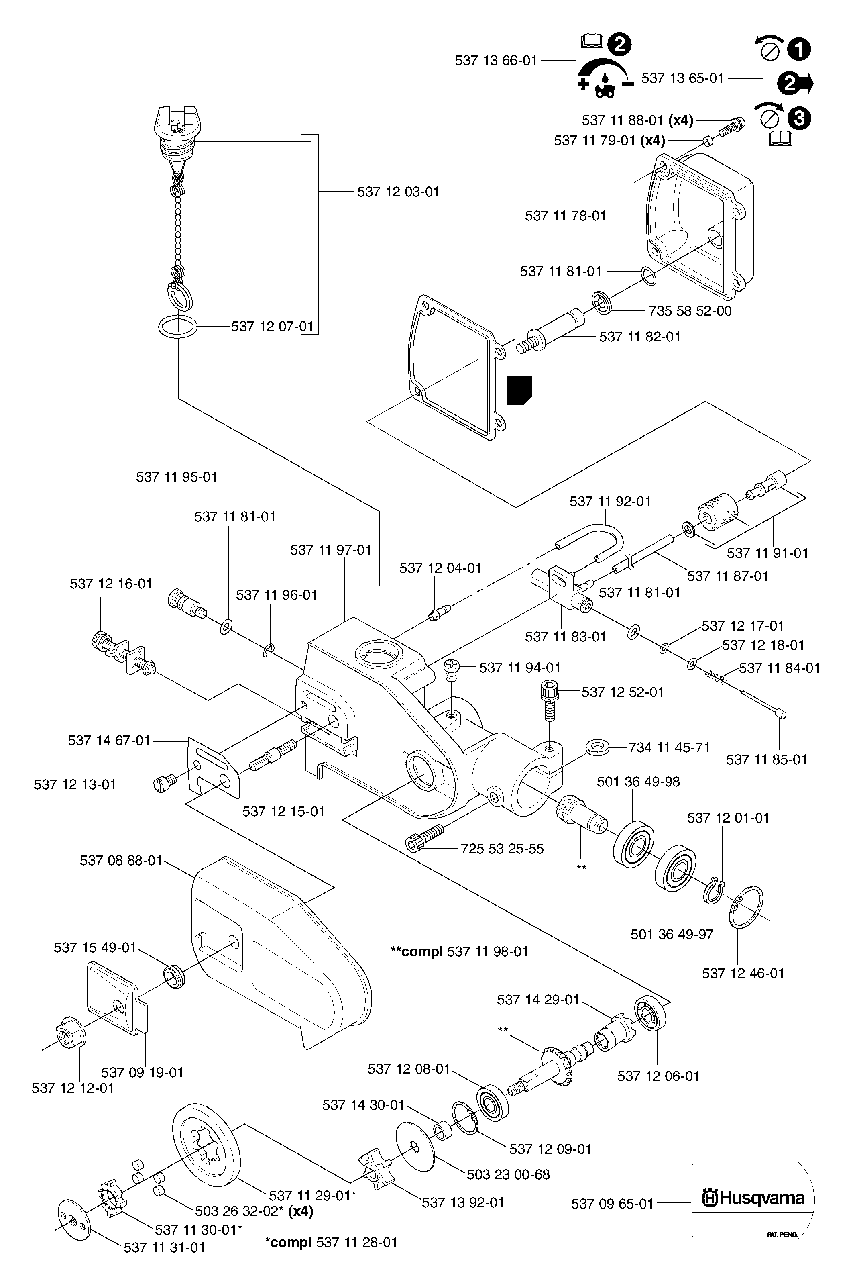 Gear Head Diagram and Parts List for 326P5X 2002-05 Husqvarna Pole Saw
