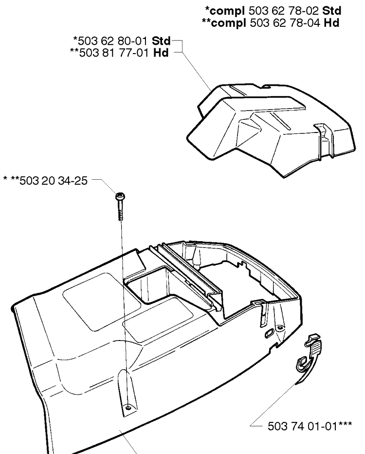 Top Cover Diagram and Parts List for 362EPA 1999-05 Husqvarna Chainsaw