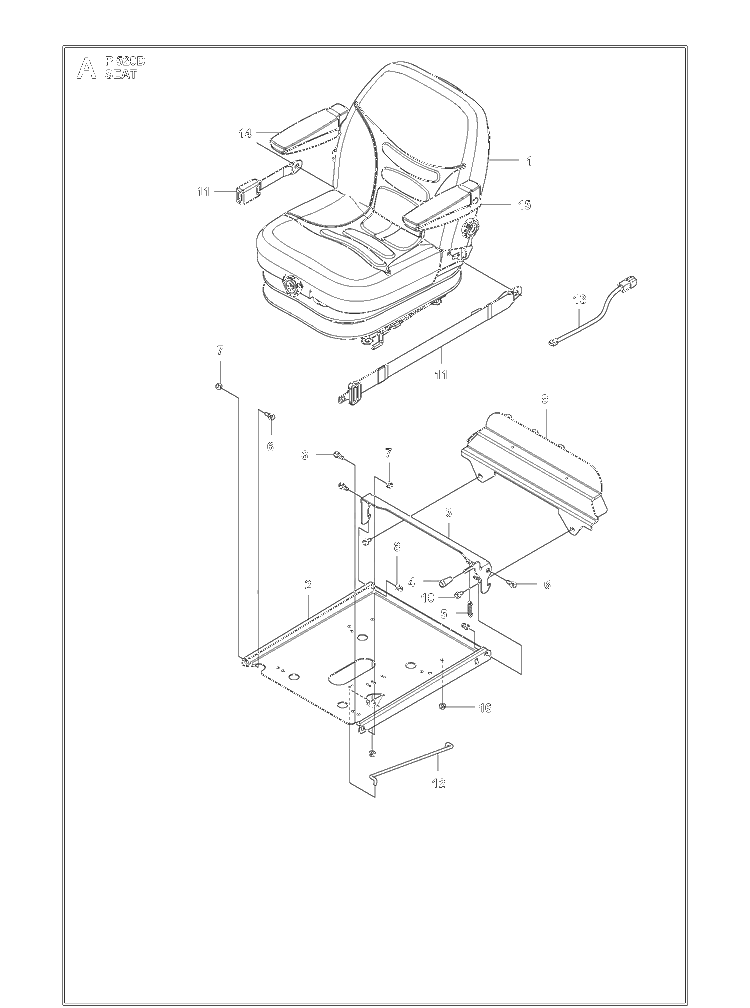 Seat Diagram and Parts List for P520D (967019501)(20120100001-20143999999) Husqvarna Lawn Mower