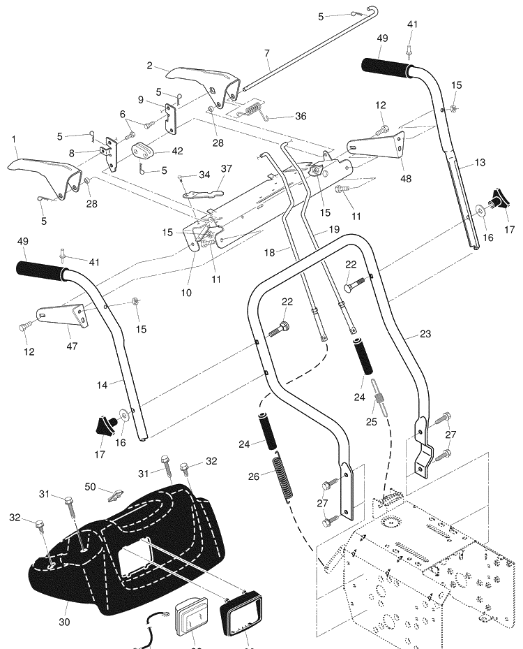 Handles / Headlight Diagram and Parts List for 1130SBE (96193001703)(2007-09) Husqvarna Snow Blower