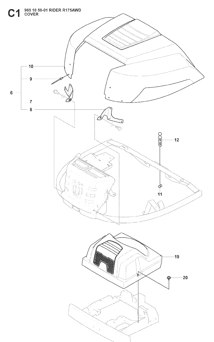 Cover 3 Diagram and Parts List for RIDER175AWD (965105001)(2008-06) Husqvarna Lawn Mower
