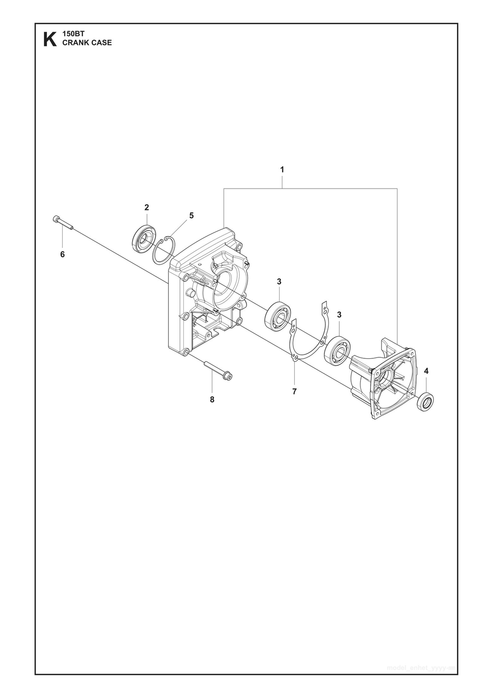 Crankcase Diagram and Parts List for 150BT2007-2021  Husqvarna Leaf Blower / Vacuum
