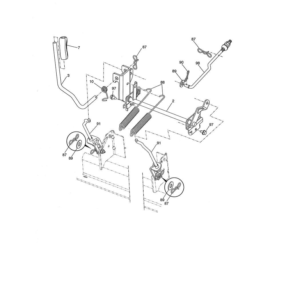 Mower Lift Diagram and Parts List for LGT24K54 240470 Husqvarna Lawn Tractor