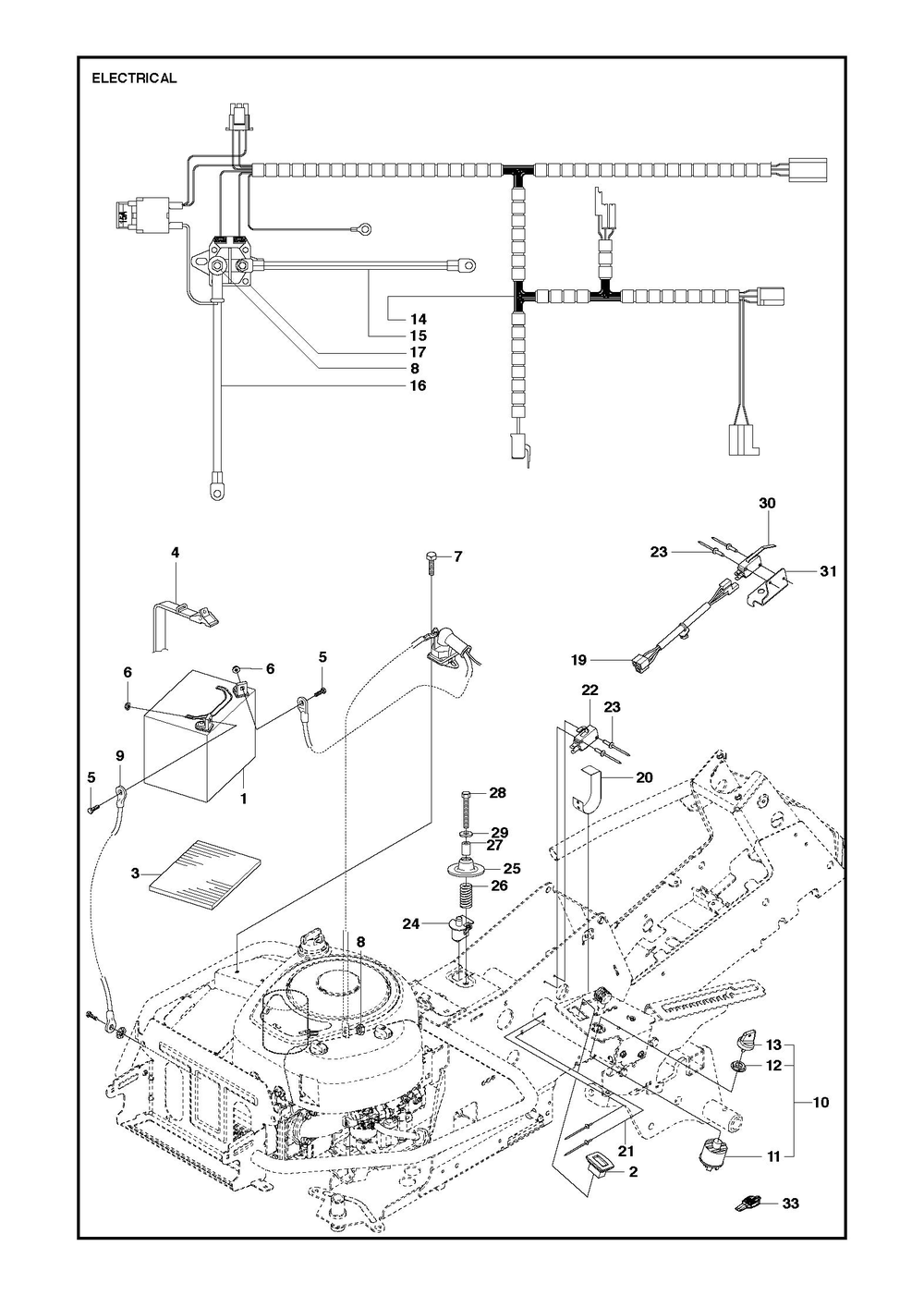 Electrical Diagram and Parts List for R214TC2017-2021  Husqvarna Lawn Tractor