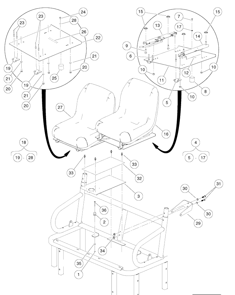 Bucket Seats - Gray Diagram and Parts List for HUV4421GXP 2009 Husqvarna Lawn Tractor