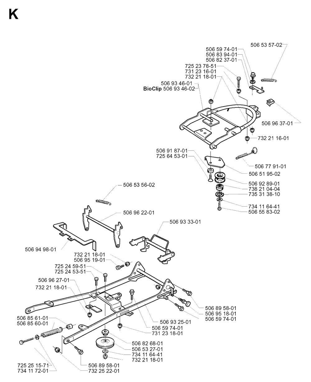 Frame Diagram and Parts List for PF18 2000-02 Husqvarna Lawn Tractor