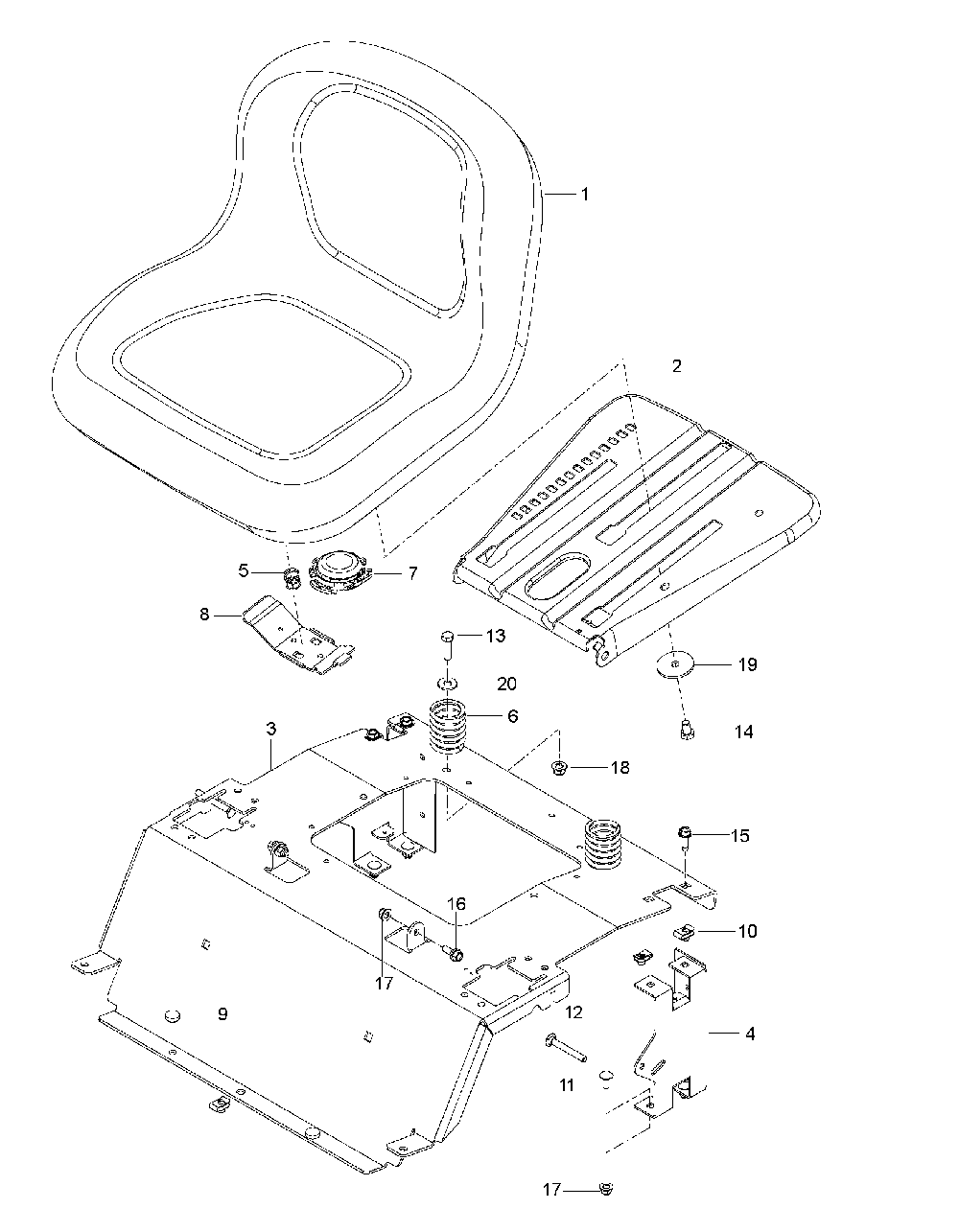 Seat Diagram and Parts List for RZ46IBF 967277604-00, 2014-03 Husqvarna Lawn Tractor