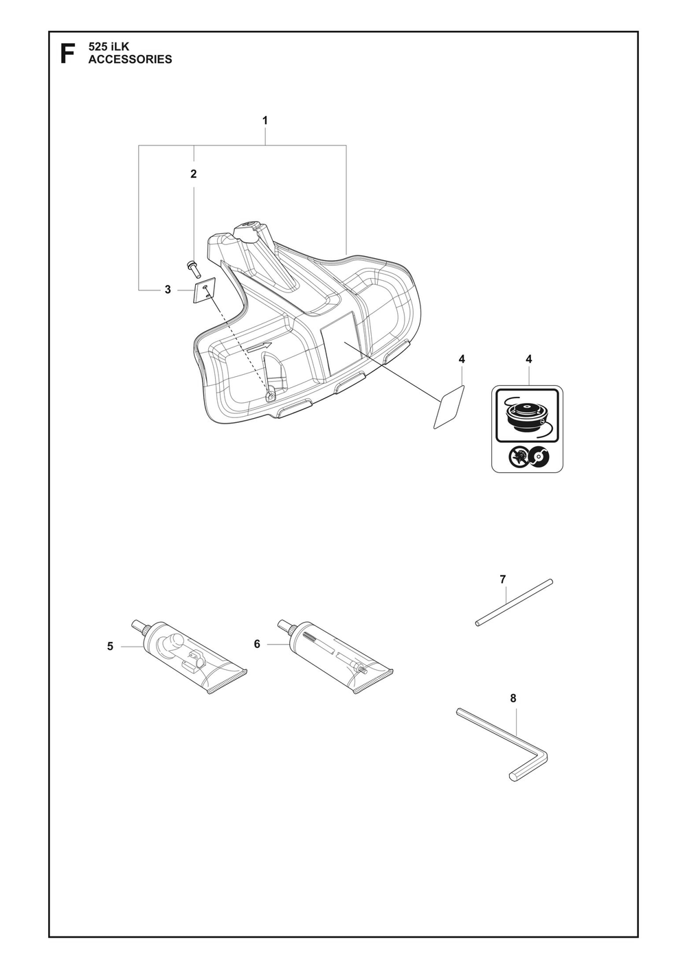 Accessories Diagram and Parts List for 525ILK  Husqvarna Trimmer