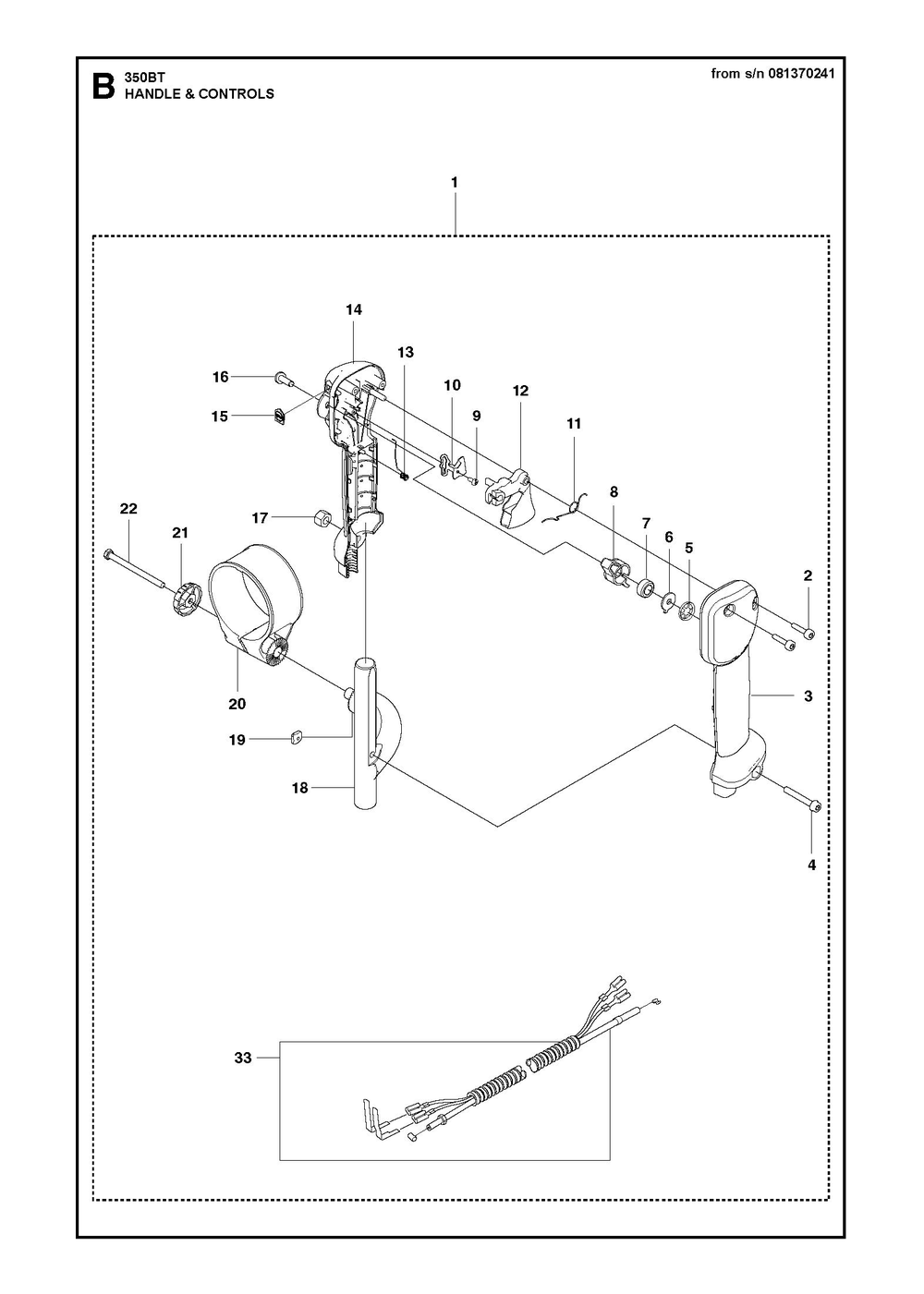 Handle And Controls Diagram and Parts List for 356BTX  Husqvarna Leaf Blower / Vacuum