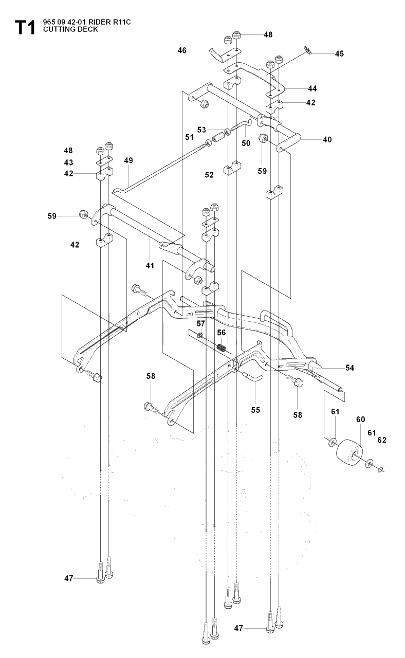 Mower Deck / Cutting Deck Diagram and Parts List for R11C (965094201)(2007-01) Husqvarna Lawn Tractor
